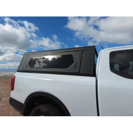 Hardtop Contour noir/ lisse avec fenêtre latérale pour Ford Ranger 2012-2022 Extra-Cab Alu-Cab